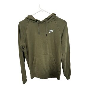 Nike Dri-Fit Hoodie Sweatshirt Womens S Olive Green Swoosh Sportswear Pullover